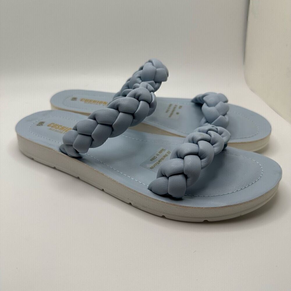 CUSHIONAIRE Women's braided slide sandal +Memory Foam 6.5 BLUE